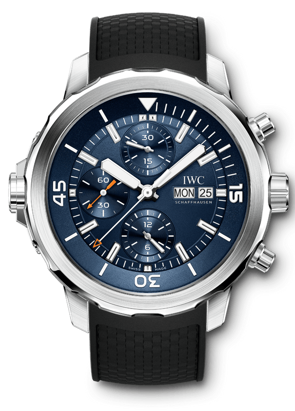 IWC Aquatimer Automatic Chronograph 44mm Blue Dial Black Rubber Strap Watch for Men - IW376805 Buy Now By IWC