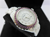 Chanel J12 Sapphire Bezel Ceramic White Dial White Steel Strap Watch for Women - J12 H2010 Buy Now By Chanel
