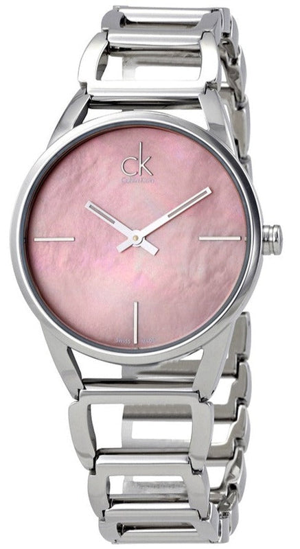 Calvin Klein Stately Pink Mother of Pearl Dial Silver Steel Strap Watch for Women - K3G2312E Buy Now By Calvin Klein