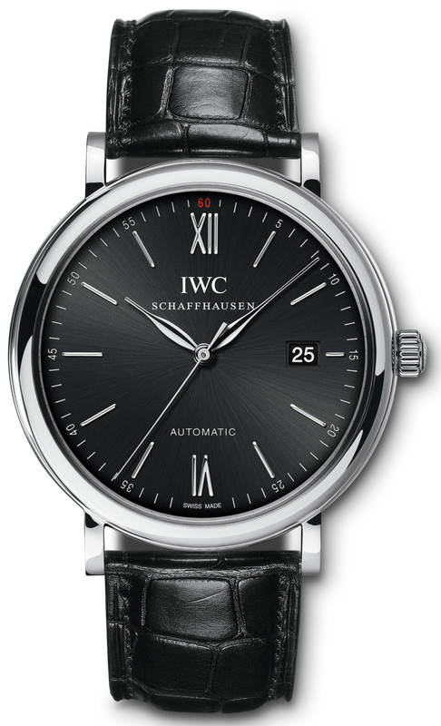 IWC Portofino Automatic Black Dial Black Leather Strap Watch for Men - IW356502 Buy Now By IWC