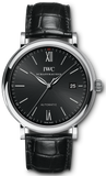 IWC Portofino Automatic Black Dial Black Leather Strap Watch for Men - IW356502 Buy Now By IWC