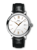 IWC Portofino Automatic White Dial Black Leather Strap Watch for Men - IW356517 Buy Now By IWC