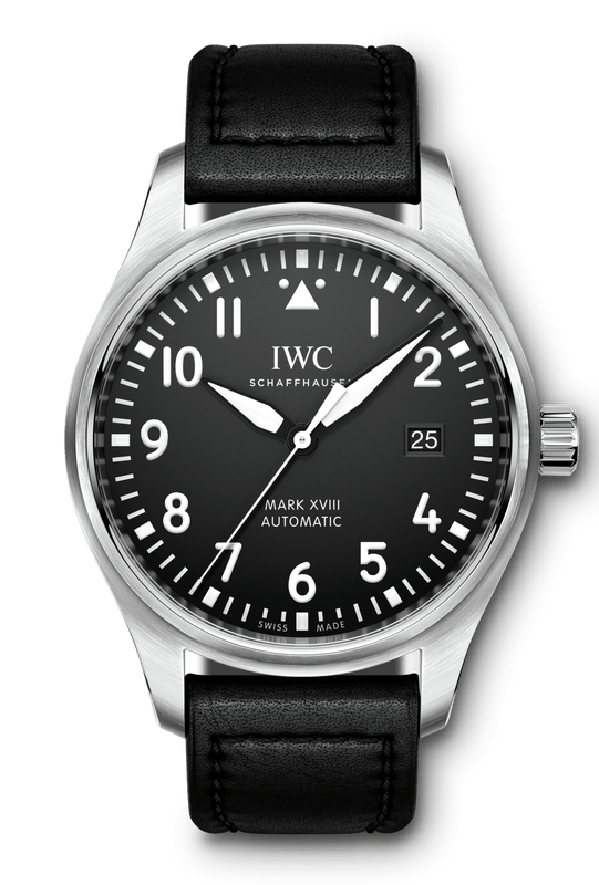 IWC Pilot's Mark XVIII 40mm Black Dial Black Leather Strap Watch for Men - IW327001 Buy Now By IWC