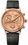 Calvin Klein Post Minimal Chronograph Rose Gold Dial Black Leather Strap Watch for Men - K7627201 Buy Now By Calvin Klein