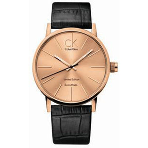 Calvin Klein Post Minimal Rose Gold Dial Black Leather Strap Watch for Men - K7621201 Buy Now By Calvin Klein