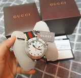 Gucci G Timeless White Dial Two Tone Nylon Strap Watch For Men - YA126231 Buy Now By Gucci