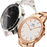 Daniel Wellington Iconic Link White Dial Rose Gold Steel Strap Watch For Women - DW00100209 Buy Now By Daniel Wellington