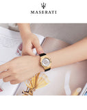 Maserati Potenza Diamonds Silver Dial Black Leather Strap Watch For Women - R8851108505 Buy Now By Maserati