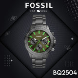 Fossil Bannon Multifunction Chronograph Green Dial Grey Steel Strap Watch for Men - BQ2504 Buy Now By Fossil