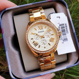 Fossil Cecile Chronograph Gold Dial Gold Steel Strap Watch for Women - AM4482 Buy Now By Fossil