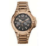 Guess Rigor Multi Function Black Dial Rose Gold Steel Strap Watch For Men - W0218G3 Buy Now By Guess