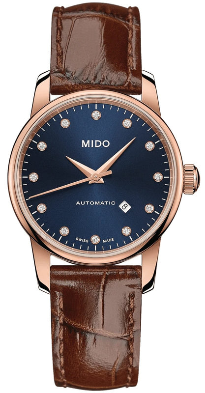 Mido Baroncelli Automatic Midnight Blue Dial Brown Leather Strap Watch For Women - M7600.3.65.8 Buy Now By Mido