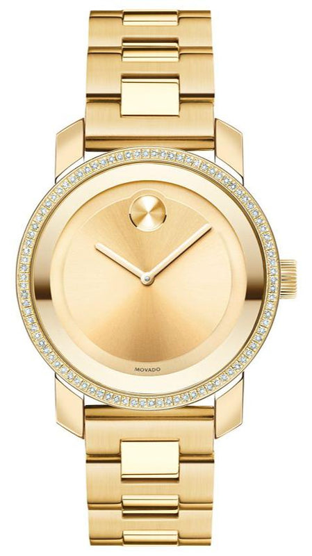 Movado Bold Diamonds Gold Dial Gold Steel Strap Watch for Women - 3600150 Buy Now By Movado