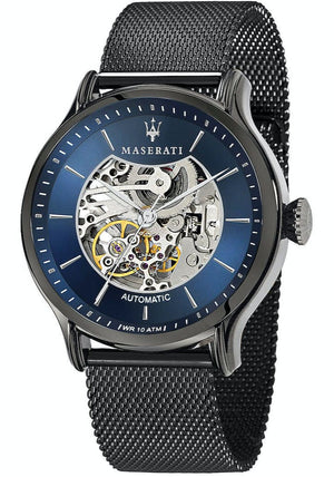 Maserati Epoca Automatic Skeleton Blue Dial Mesh Bracelet Watch For Men - R8823118002 Buy Now By Maserati