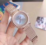 Guess Willow Crystal Blue Dial Rose Gold Mesh Bracelet Watch For Women - W0836L1 Buy Now By Guess