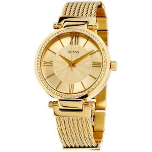 Guess Soho Champagne Dial Stainless Steel Mesh Bracelet Watch For Women - W0638L2 Buy Now By Guess