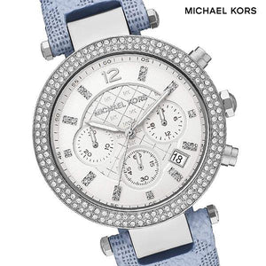 Michael Kors Parker Silver Dial Blue Leather Strap Watch For Women - MK6936 Buy Now By Michael Kors