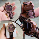 Fossil Tailor Analog Brown Dial Brown Steel Strap Watch for Women - ES4258 Buy Now By Fossil