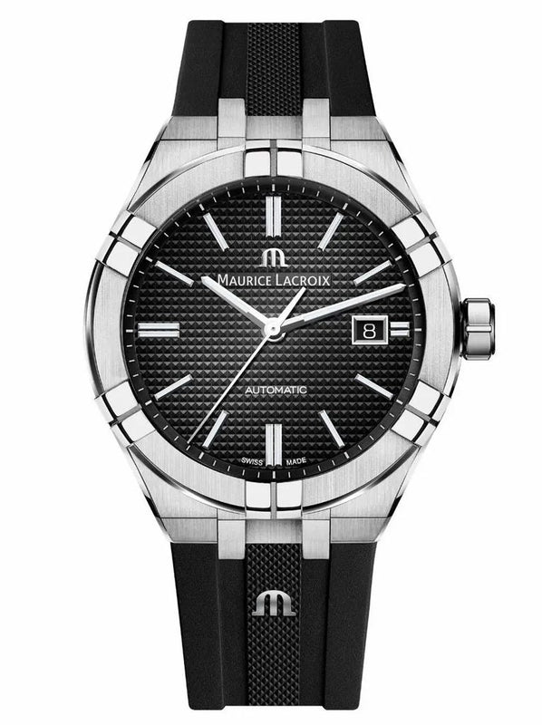 Maurice Lacroix Aikon Automatic Chronograph Black Dial Black Leather Strap Watch for Men - AI1808-SS000-330-2 Buy Now By Maurice Lacroix