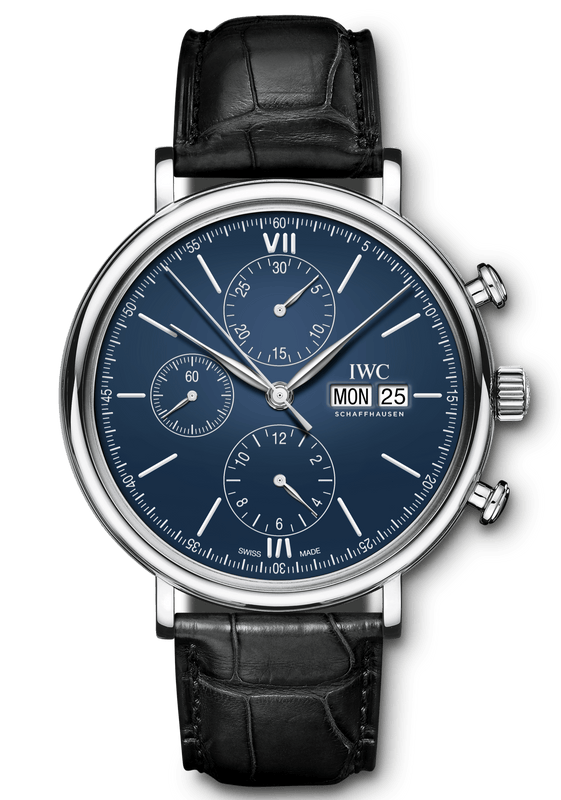 IWC Portofino Chronograph Blue Dial Black Leather Strap Watch for Men - IW391023 Buy Now By IWC