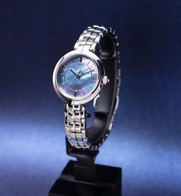 Tissot T Lady Flamingo Mother of Pearl Blue Dial Silver Steel Strap Watch For Women - T094.210.11.121.00 Buy Now By Tissot