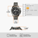 Fossil Bronson Chronograph Black Dial Grey Steel Strap Watch for Men - FS5852 Buy Now By Fossil