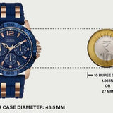 Guess Oasis Blue Dial Blue & Rose Gold Stainless Steel Strap Watch For Men - W0366G4 Buy Now By Guess