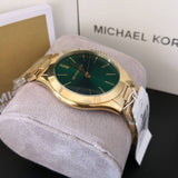 Michael Kors Slim Runway Green Dial Gold Steel Strap Watch for Women - MK3435 Buy Now By Michael Kors
