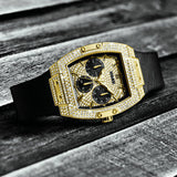 Guess Raven Diamonds Champagne Dial Black Rubber Strap Watch For Women - GW0105L2 Buy Now By Guess