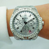 Guess Zeus Multifunction Diamonds Silver Dial Silver Steel Strap Watch for Men - GW0209G1 Buy Now By Guess