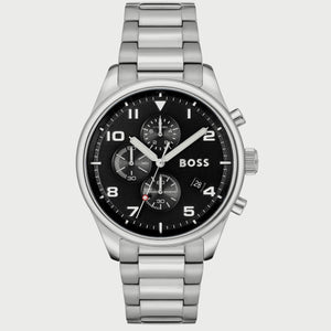 Hugo Boss View Chronograph Black Dial Silver Steel Strap Watch For Men - 1514008 Buy Now By Hugo Boss
