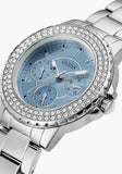 Guess Crown Jewel Diamonds Blue Dial Silver Steel Strap Watch for Women - GW0410L1 Buy Now By Guess