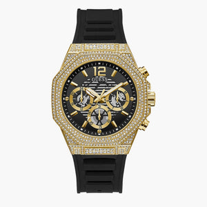 Guess Momentum Chronograph Diamonds Black Dial Black Silicone Strap Watch For Men - GW0518G2 Buy Now By Guess