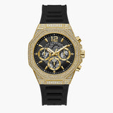 Guess Momentum Chronograph Diamonds Black Dial Black Silicone Strap Watch For Men - GW0518G2 Buy Now By Guess