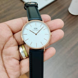 Daniel Wellington Classic Sheffield White Dial Black Leather Strap Watch For Men - DW00100007 Buy Now By Daniel Wellington