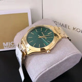 Michael Kors Slim Runway Green Dial Gold Steel Strap Watch for Women - MK3435 Buy Now By Michael Kors