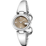 Gucci Guccissima Quartz Diamonds Brown Dial Silver Steel Strap Watch For Women - YA134503 Buy Now By Gucci