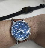 Fossil Retro Pilot Chronograph Blue Dial Brown Leather Strap Watch for Men - FS5832 Buy Now By Fossil