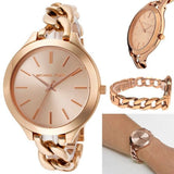 Michael Kors Slim Runway Rose Gold Dial Rose Gold Steel Strap Watch for Women - MK3223 Buy Now By Michael Kors