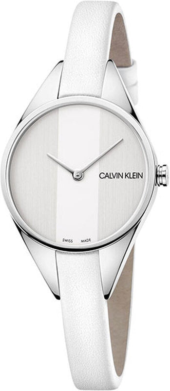 Calvin Klein Rebel White Dial White Leather Strap Watch for Women - K8P231L6 Buy Now By Calvin Klein