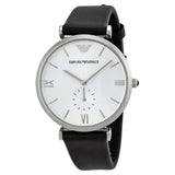Emporio Armani Retro Analog Quartz Silver Dial Black Leather Strap Watch For Men - AR1674 Buy Now By Emporio Armani