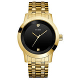 Guess Classic Diamonds Black Dial Gold Steel Strap Watch for Men - W0416G2 Buy Now By Guess