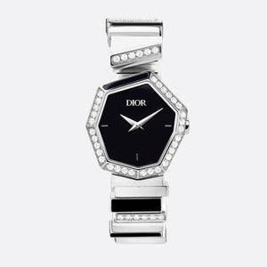 Dior Gem Dior Mother of Pearl Diamonds Black Dial Silver Steel Strap Watch for Women - CD18111X1058 Buy Now By Dior