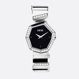Dior Gem Dior Mother of Pearl Diamonds Black Dial Silver Steel Strap Watch for Women - CD18111X1058 Buy Now By Dior