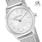 Calvin Klein Minimal White Dial Silver Mesh Bracelet Watch for Women - K3M23126 Buy Now By Calvin Klein