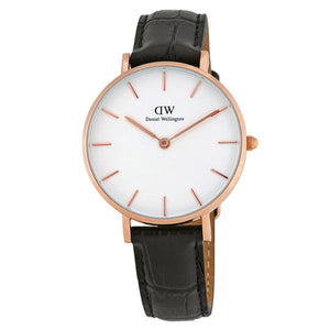 Daniel Wellington Petite Reading White Dial Black Leather Strap Watch For Women - DW00100173 Buy Now By Daniel Wellington