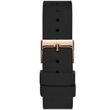 Guess Solar 40mm Black & Rose Gold Dial Black Rubber Strap Watch For Women - W1135L4 Buy Now By Guess