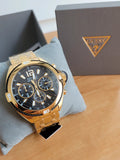 Guess Surge Chronograph Black Dial Gold Steel Strap Watch for Men - W1258G2 Buy Now By Guess