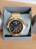 Guess Surge Chronograph Black Dial Gold Steel Strap Watch for Men - W1258G2 Buy Now By Guess