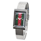 Gucci G Frame Red and Green Dial Silver Mesh Bracelet Watch For Women - YA147401 Buy Now By Gucci